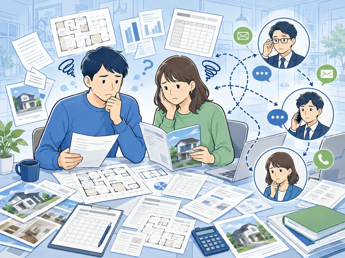 デメリット・注意点を表す住宅営業向けイラスト
