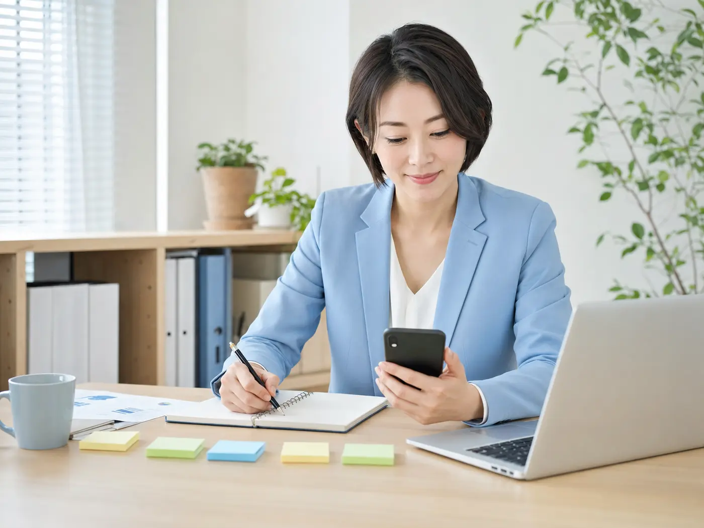 必要な機能を段階的に設計する女性コンサルタント